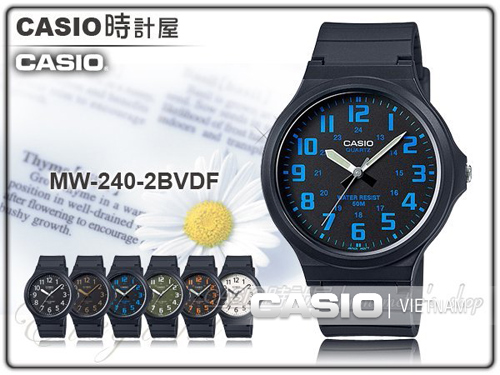 Đồng hồ nam Casio MW-240-2BVDF Đa dạng về màu sắc